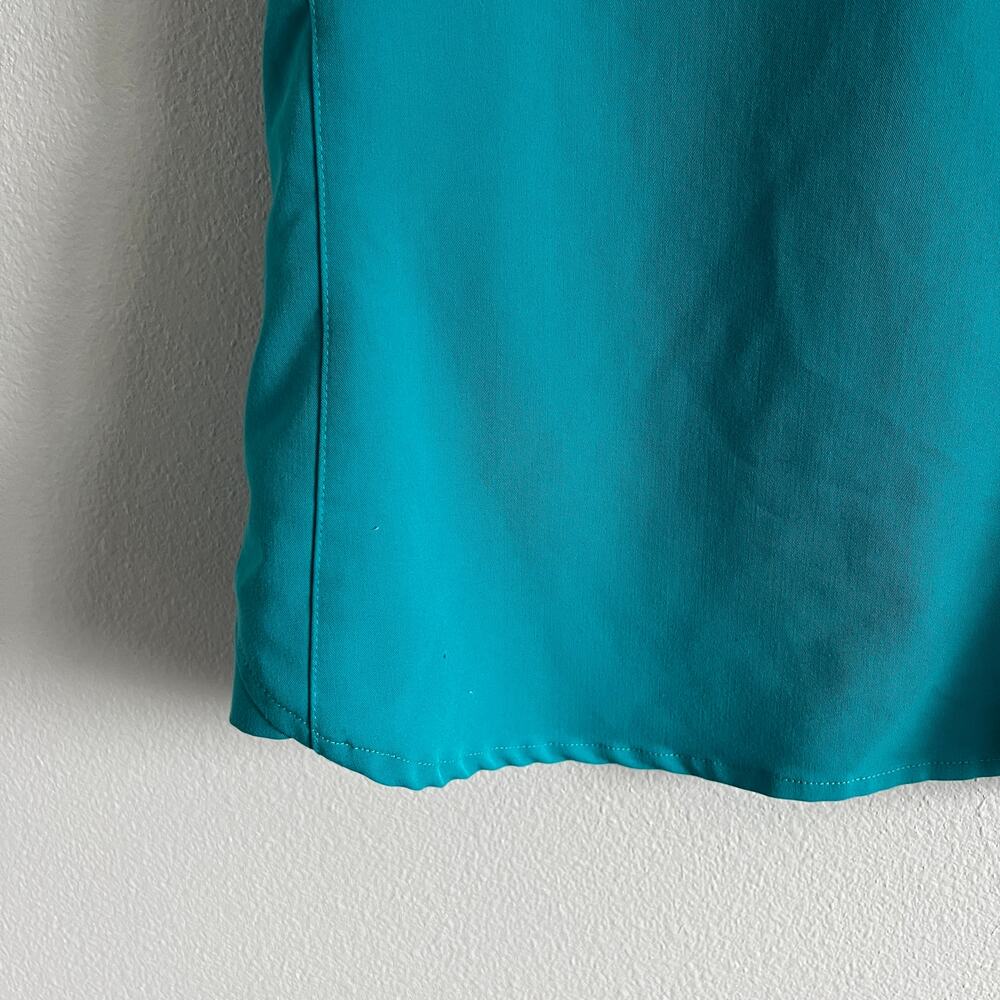 Fabletics Teal V-Neck Short-Sleeve Scrub Top S Single Pocket High-Performance - Picture 2 of 7